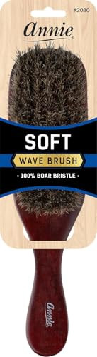 Annie Wave Soft Brush Model 2080 Natural Wood Handle Boar Bristles Detangler