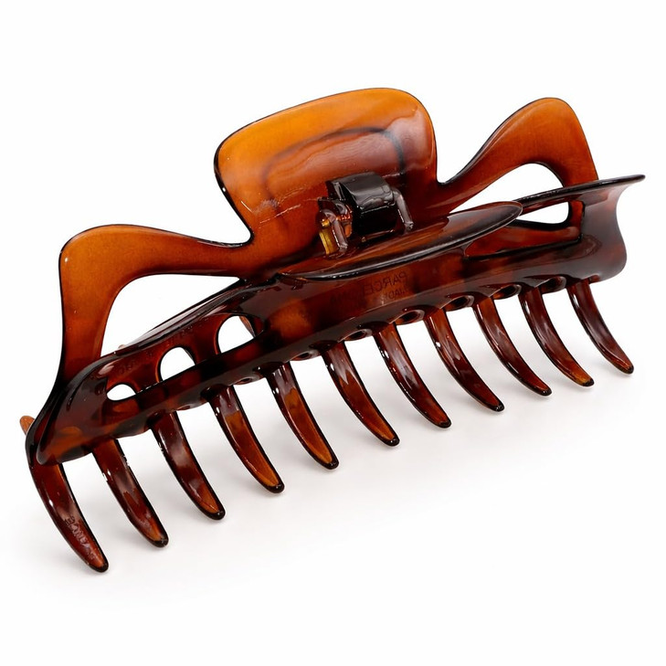 Parcelona French Classic Jumbo 5 1 Per 2 Shell Brown Covered Spring Hair Claw