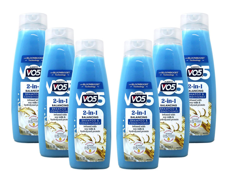 Alberto Vo5 2 In 1 Moisturizing Shampoo Conditioner Softens And Shines 6 Pack Of 12.5 Oz Bottles