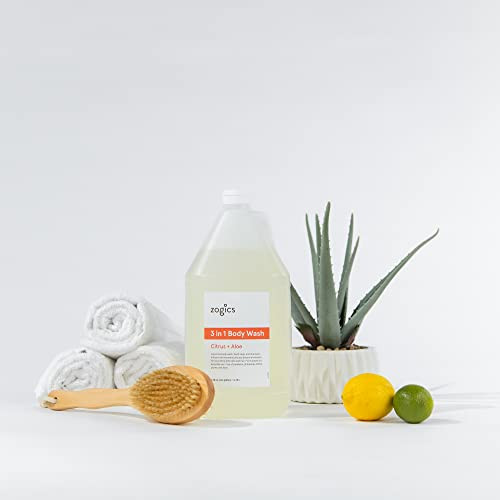 Zogics 3 In 1 Citrus And Aloe Body Wash Shampoo And Hand Soap 1 Gallon