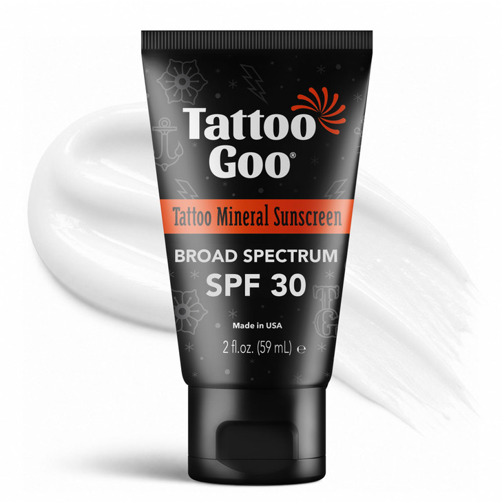 Tattoo Goo Zinc Oxide Mineral Sunscreen Spf 30 Broad Spectrum Uva Uvb Protection Tattoo Fade Shield Non Greasy Fragrance Free 2 Fl Oz