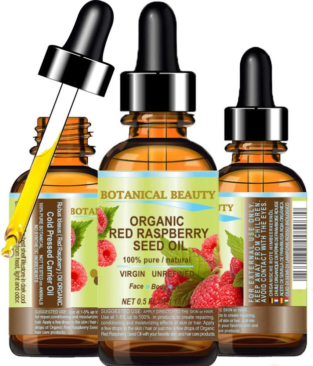 Botanical Beauty Organic Red Raspberry Seed Oil 100 Percent Pure Natural Undiluted Virgin Unrefined Cold Pressed Carrier Oil For Face Skin