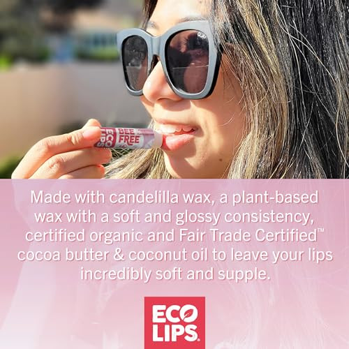 Eco Lips Vegan Superfruit Bee Free Lip Balm Includes Candelilla Wax, Organic Cocoa Butter and Coconut Oil. 100% Plastic-Free Plant Pod Packaging. 3-P