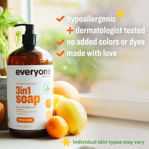 Everyone 3 In 1 Soap Body Wash Shampoo Bubble Bath Citrus Mint 32Oz 2Pk