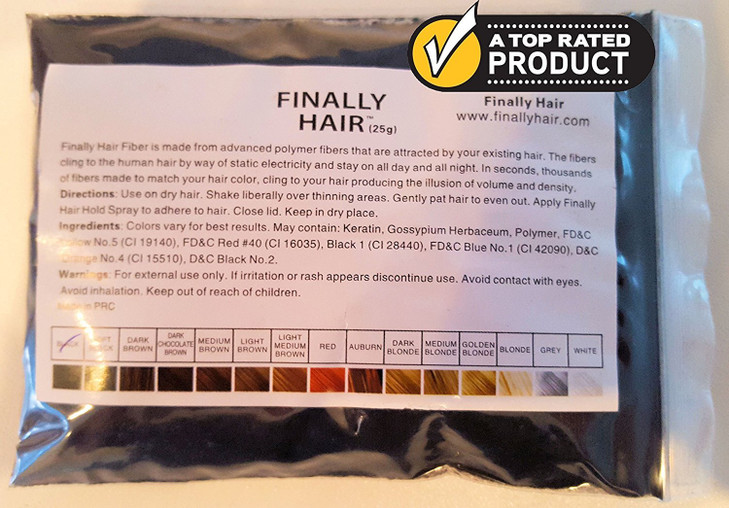 Finally Hair Building Fibers Refill Medium Brown 25G For Thinning Hair