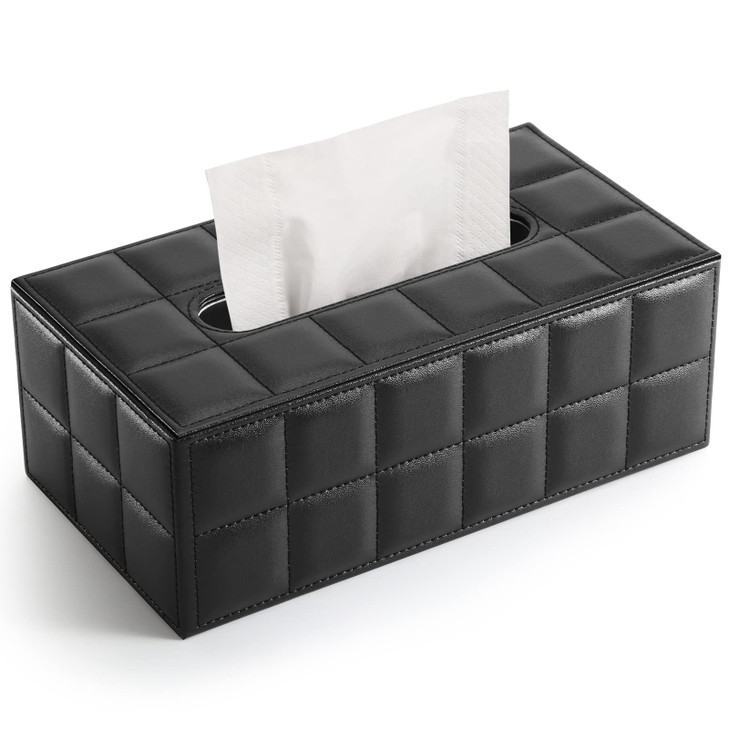 Kingfom Rectangular Tissue Box Cover Imitation Suede Pu Leather Tissue Box Holder Facial Napkin Paper Dispenser For Home Office Car