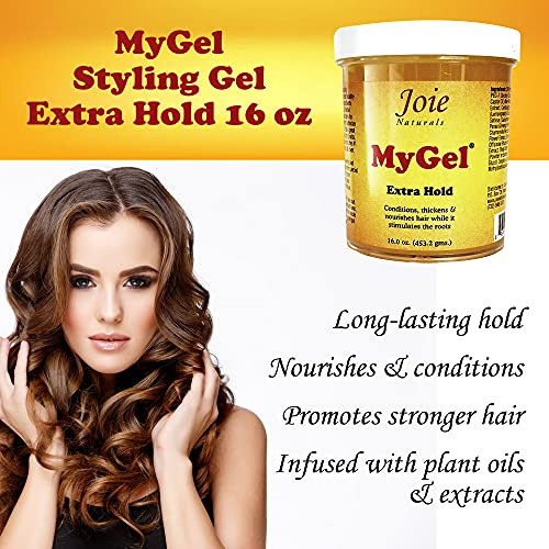 Joie Naturals Mygel Extra Hold Hair Gel For Men And Women Styling Gel For Curly Hair 16 Ounces