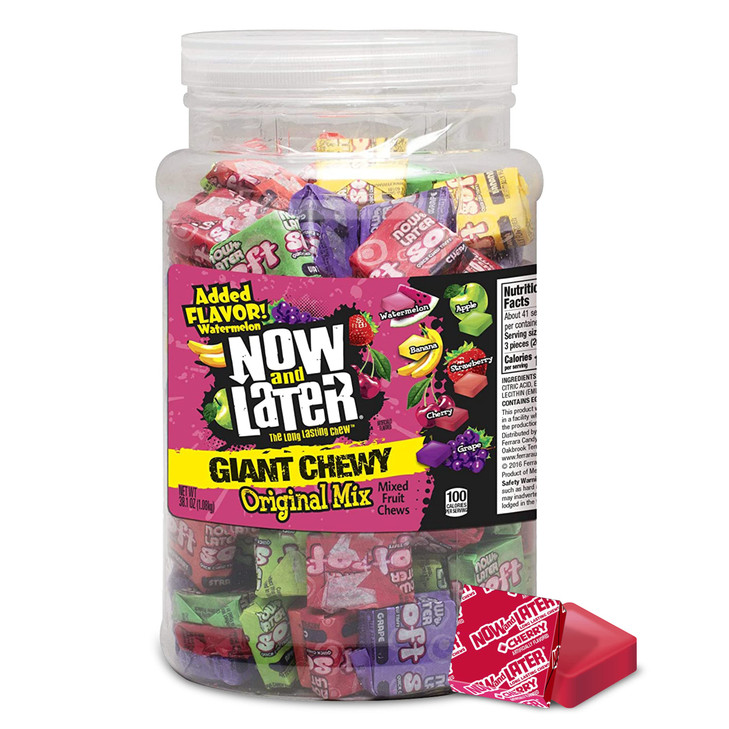 Now And Later Giant Chewy Original Mix Candy Mixed Fruit Chew Candy 38 Ounce Tub