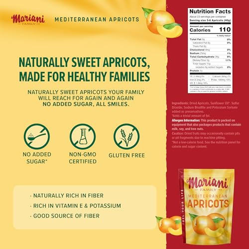 Mariani Mediterranean Dried Apricots 16Oz Bulk Value Bag Dried Fruit No Sugar Added Non Gmo Gluten Free Resealable Pouch Great For Snacking
