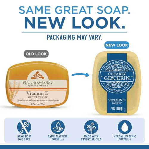 Clearly Glycerin Hand And Body Bar Soap Vitamin E 4 Oz 12 Pack