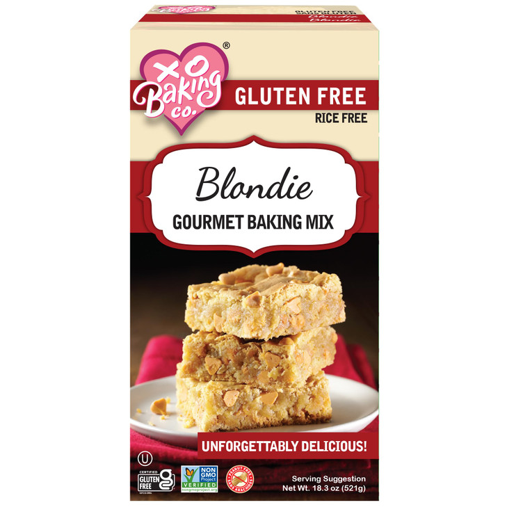 Xo Baking Co. Gluten Free Blondie Gourmet Baking Mix Non Gmo Kosher Rice Free Dairy Free Peanut Free No Preservatives No Artificial Flavors