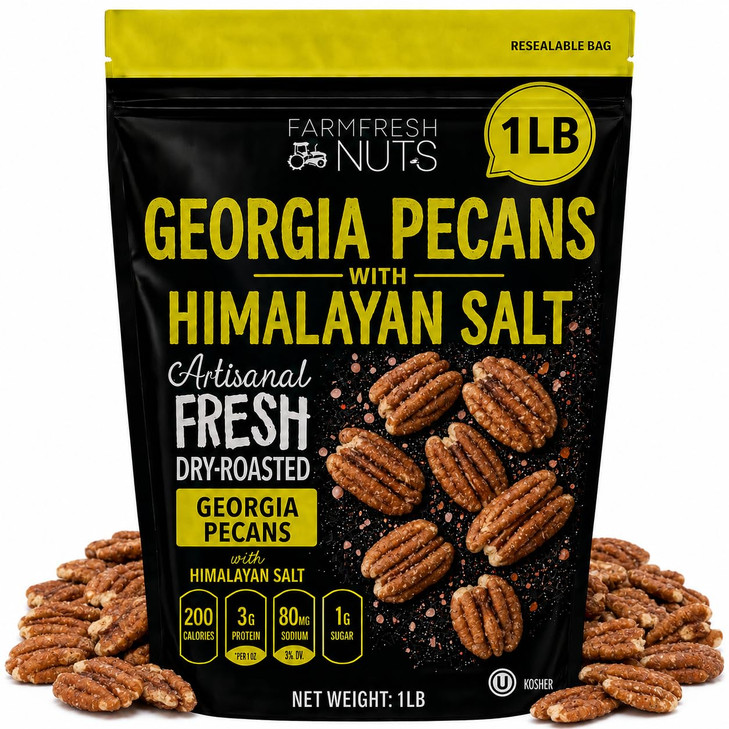 Whole Shelled And Dry Roasted Georgia Pecans With Himalayan Salt 1 Lb. Small Batch Roasted Vegan And Keto Friendly Healthy Southern