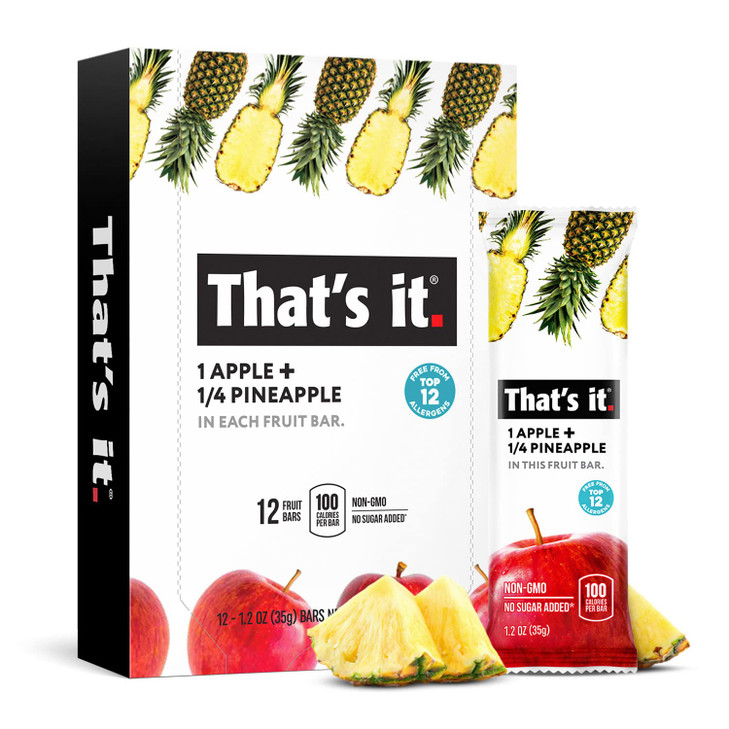That S It. Apple Plus Pineapple 100 Percent Natural Real Fruit Bar 12 Pack