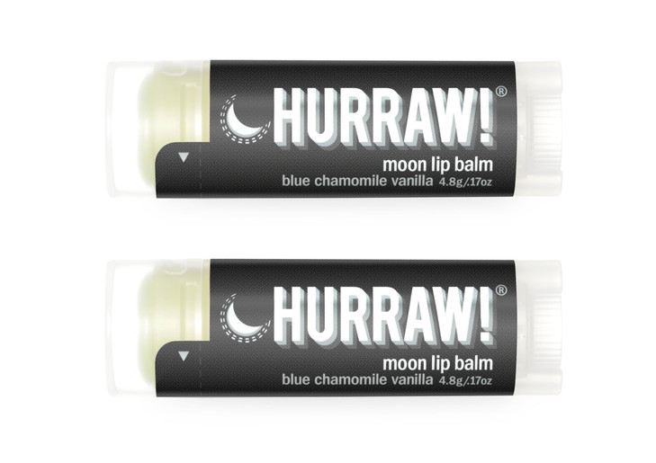 Hurraw Moon Night Treatment Blue Chamomile Vanilla Lip Balm 2 Pack Organic Certified Vegan Cruelty And Gluten Free. Made In Usa