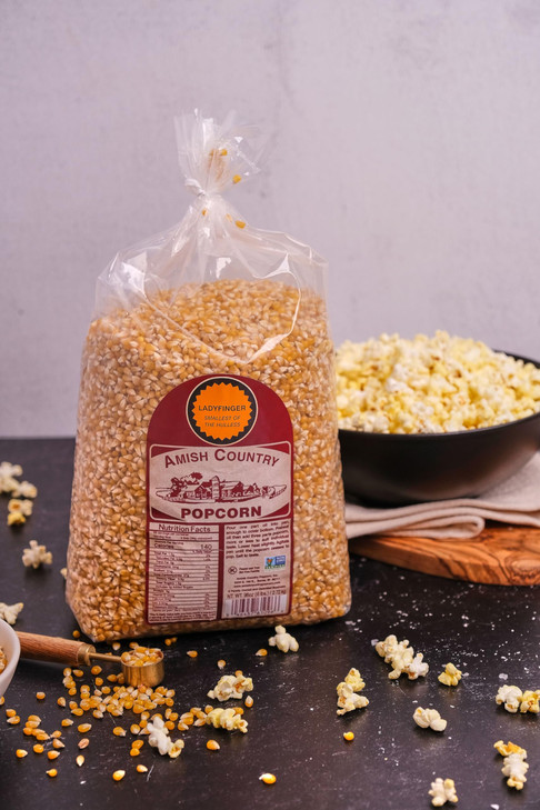 Amish Country Popcorn Ladyfinger Popcorn Kernels 6Lb Bag Non Gmo Gluten Free Hulless Old Fashioned Popcorn