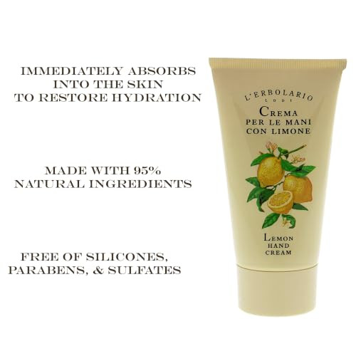 L Erbolario Lemon Hand Cream Dry Hands Hand Lotion With Hydrating Glycerin Shields Skin From Dryness And Redness Refreshing Lemon Scent 2.5