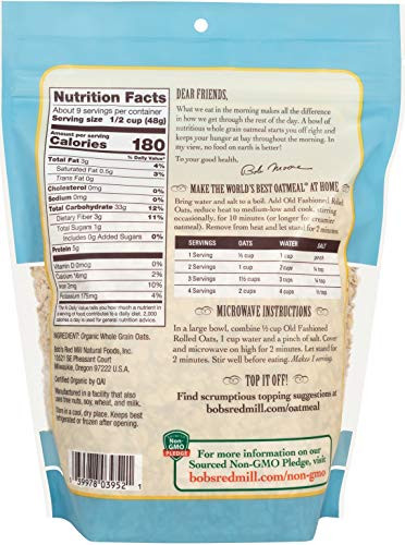 Bob S Red Mill Organic Oats Rolled Regular 16 Ounce