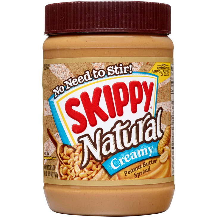 Skippy Natural Creamy Peanut Butter Spread Plant Based Protein 26.5Oz