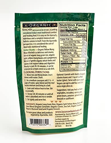 Kazana Indian Risotto Khichadi Kitchari Usda Certifiied Organic Wheat Free Vegeterain Easy To Cook