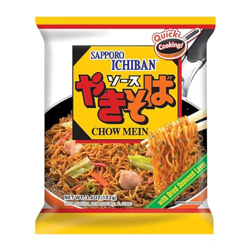 Sapporo Ichiban Yakisoba No.1 Tasting Instant Japanese Fried Noodles Delicious Chow Mein 3.6 Oz. X 24 Packs 24 Pack Case
