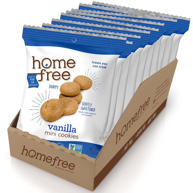 Homefree Vanilla Mini Cookies 70 Percent Organic 1.1 Oz Pack Of 10