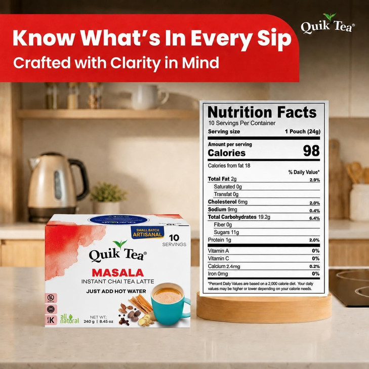 Quiktea Instant Chai Tea Latte Mix Masala 10 Sachets