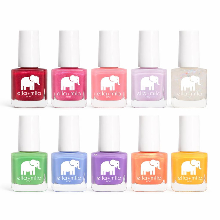 Ella Plus Mila Nail Polish Set For Kids 10 Colors Quick Dry Vegan