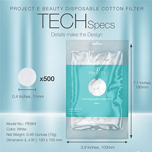 500Pcs Cotton Filter 11Mm By Project E Beauty Microdermabrasion Replacement Filters Round Filtering Pads Facial Vacuum Filters Accessories
