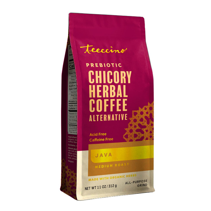 Teeccino Java Chicory Coffee Alternative 11 Ounce Ground Herbal Coffee That S Prebiotic Caffeine Free And Acid Free Medium Roast