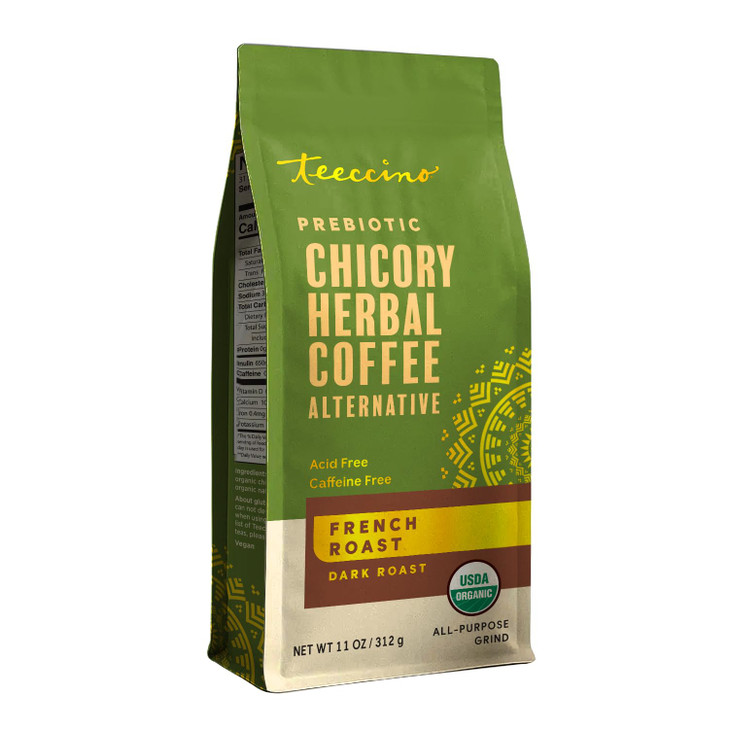 Teeccino French Roast Chicory Coffee Alternative Caffeine Free Grnd 11 Oz