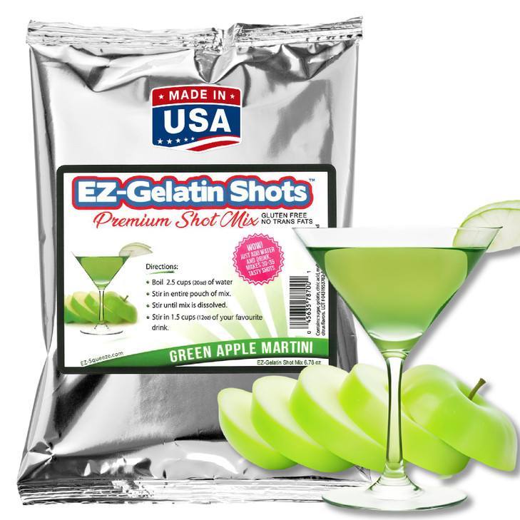 Green Apple Appletini Jello Shot Mix 6.78Oz Gluten Free Tasty Gelatin Mix