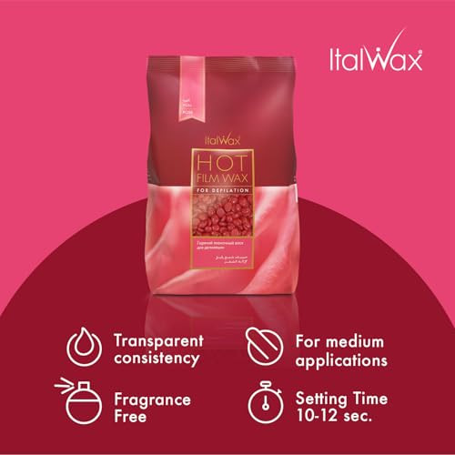 Italwax Classic Line Rose Hard Wax Beads 2.2 Lb 1 Kg Medium Long Setting Stripless Wax For Large Areas And Coarse Hair Made In Italy