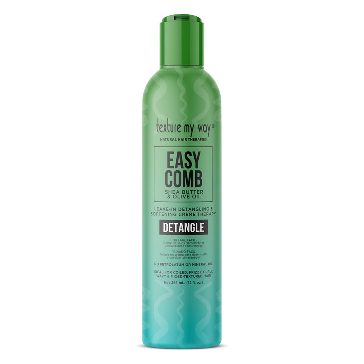 Texture My Way Natural Hair Therapies Easy Comb Leave In Hair Detangler And Softening Crème Therapy Ideal For Coiled Frizzy Curly Hair 12 Oz
