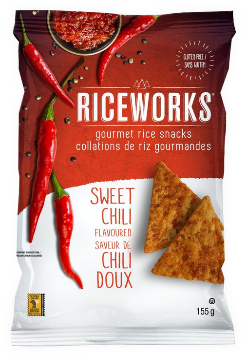 Riceworks Gourmet Gluten Free Rice Chips Organic Healthy Snack 155G 12 Pack Sweet Chili