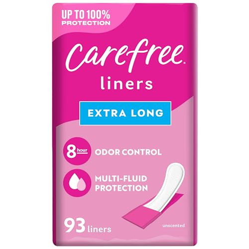 Carefree Light Panty Liners Extra Long Wrapped Unscented 93 Ct