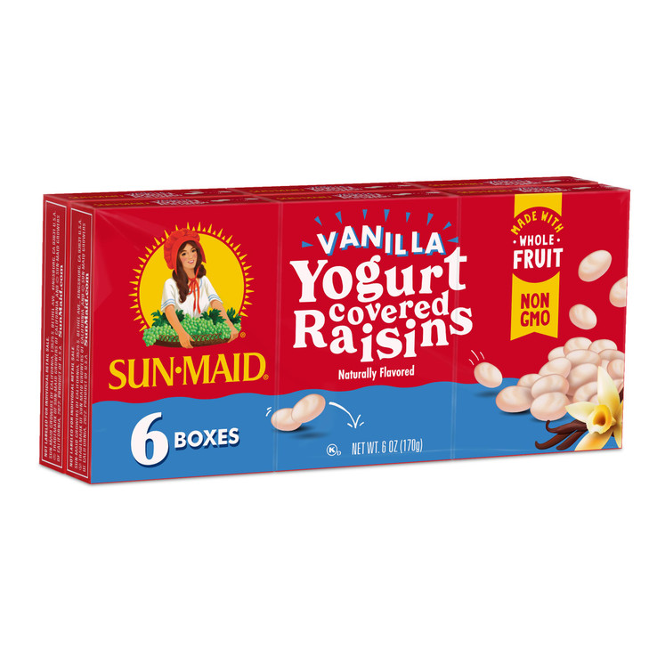 Sun Maid Vanilla Yogurt Coated Raisins 6 Pack 1 Oz Snack Size Box Yogurt Covered Dried Fruit For Lunches And Back To School Snacks