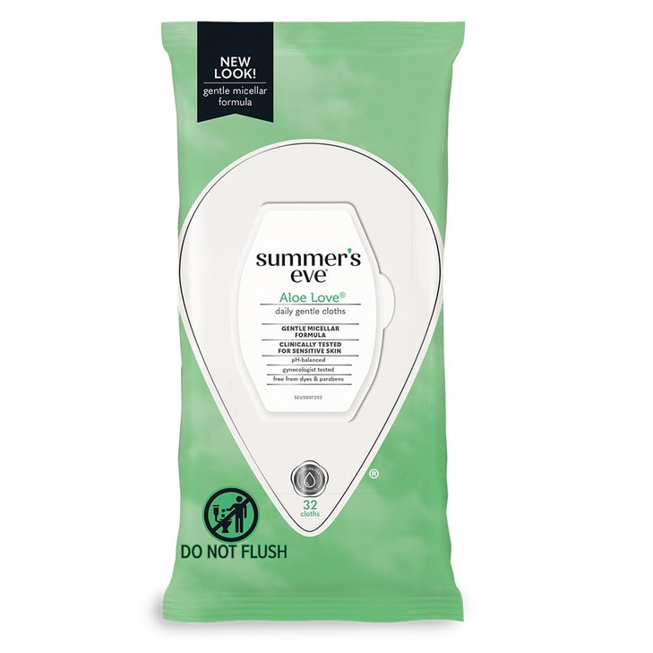 Summer S Eve Aloe Love Feminine Cleansing Wipes Daily Intimate Cloths Removes Odor Ph Balanced Gentle For Sensitive Skin 32 Count Pack Of 1