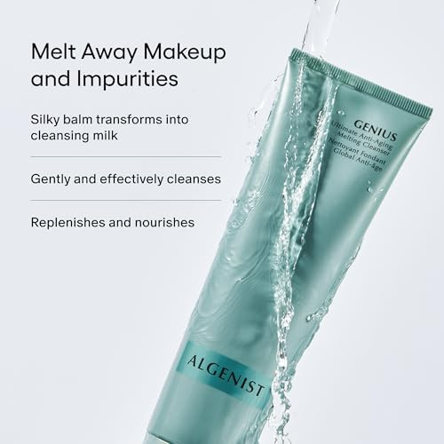 Algenist Genius Ultimate Anti Aging Melting Cleanser 3 In 1 Cleansing Balm To Oil Milk Makeup Remover With Alguronic Acid And Microalgae Oil