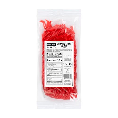 Kervan Candy Bebeto Strawberry Licorice Laces Red Shoestring Licorice Laces For Braiding Decorating Baked Goods And Making Knots Soft And