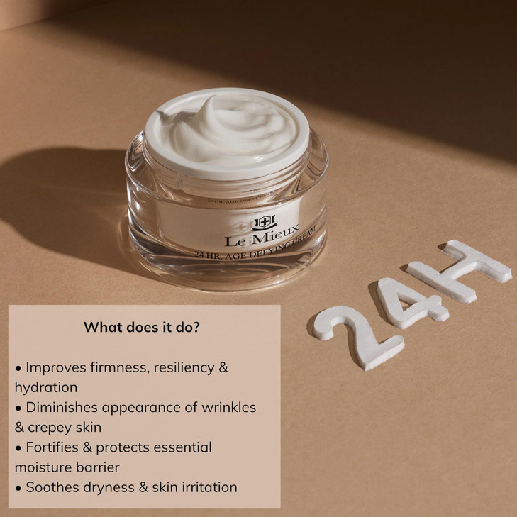 Le Mieux 24 Hr. Age Defying Cream Hydrating Facial Moisturizer With Hyaluronic Acid And Peptides Rich Anti Aging Face Cream No Parabens Or