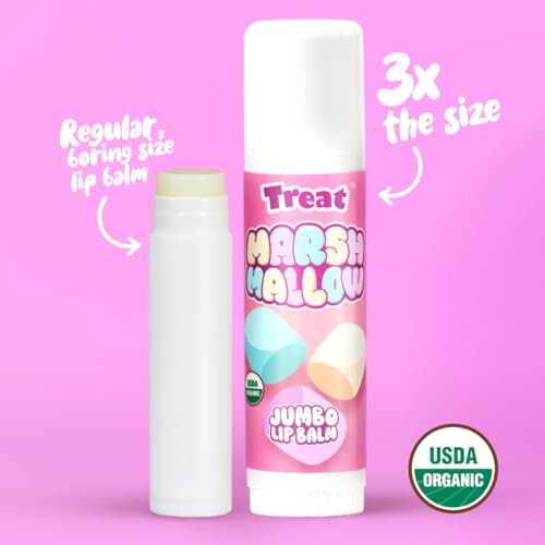 Treat Jumbo Organic Lip Balm Marshmallow Cream Cruelty Free .50 Ounces White