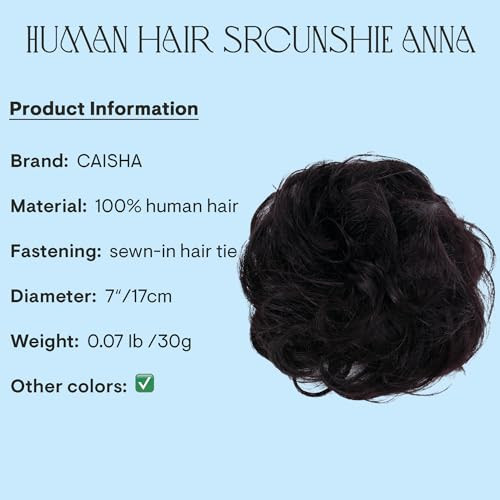 Caisha 100 Percent Human Hair Scrunchie Bun Updo Hairpiece Natural Black H312F