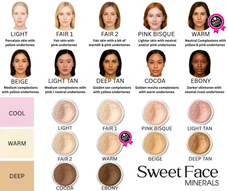 Rosy Pale Pink Bisque Foundation 30G Full Size Sifter Jar Matte Mineral Foundation For Fair Cool And Pink Undertones Buildable Loose Powder