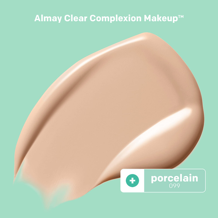 Almay Clear Complexion Acne Foundation Makeup with Salicylic Acid, Medium Coverage, Soft Matte Finish, Hypoallergenic, Cruelty- & Fragrance-Free, Der