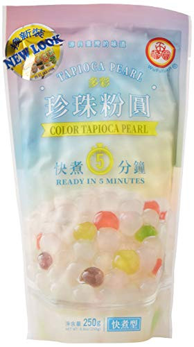 Wu Fu Yuan Colored Tapioca Pearls 8.8 Oz 250G Quick Cooking Boba For Bubble Tea Desserts Milk Tea And More Rainbow Tapioca Balls