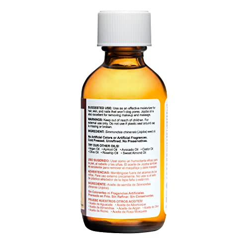 De La Cruz 100 Percent Pure Golden Jojoba Oil Cold Pressed 2 Fl Oz 59 Ml