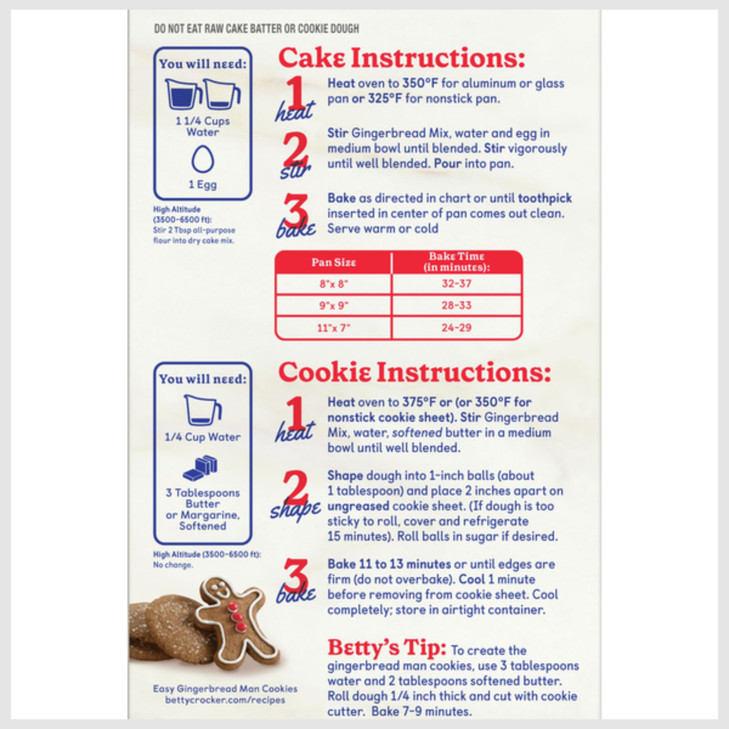 Betty Crocker Gingerbread Cake And Cookie Mix 14.5 Ounce Box Pack Of 4 By Betty Crocker
