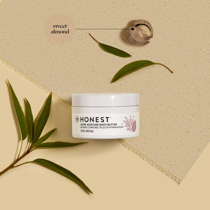 The Honest Company More Moisture Body Butter, Moisturizing Cream for Dry Skin, Vegan and Hypoallergenic Shea Nourishing Oils, 5 oz