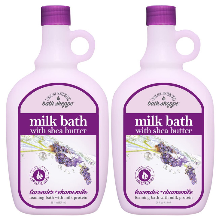 Village Naturals Bath Shoppe Moisturizing Lavender Chamomile Milk Bath Hydrates Skin Made With Shea Butter And Vitamin E Pack Of 2 Bottles