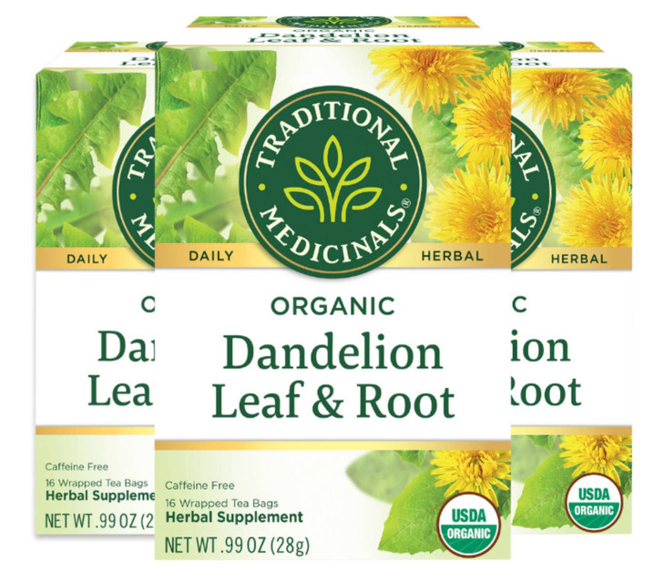 Traditional Medicinals Organic Dandelion Leaf And Root Herbal Tea Supports Kidney Function And Healthy Digestion Pack Of 3 48 Tea Bags Total